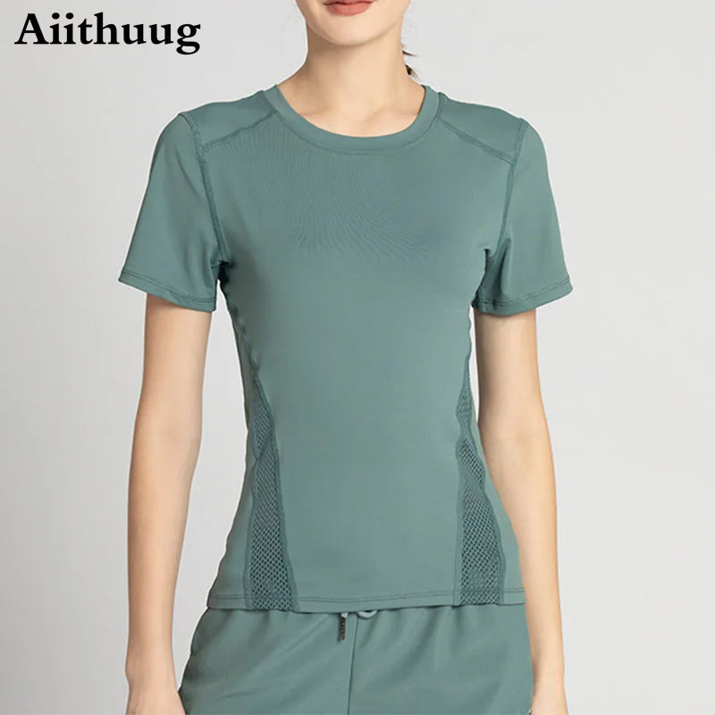 Women’s Quick-Dry Mesh Workout Top – Short Sleeve Yoga Shirt