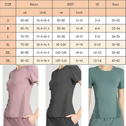 Women’s Quick-Dry Mesh Workout Top – Short Sleeve Yoga Shirt