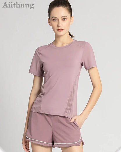 Women’s Quick-Dry Mesh Workout Top – Short Sleeve Yoga Shirt