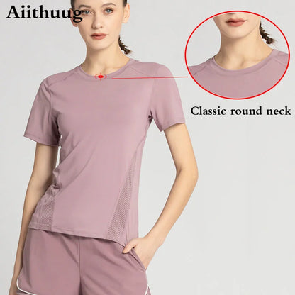 Women’s Quick-Dry Mesh Workout Top – Short Sleeve Yoga Shirt