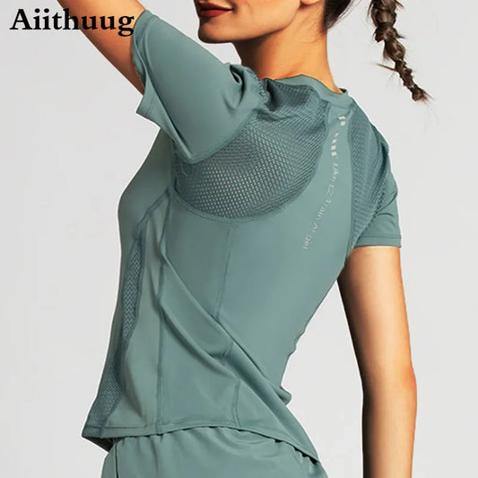 Women’s Quick-Dry Mesh Workout Top – Short Sleeve Yoga Shirt