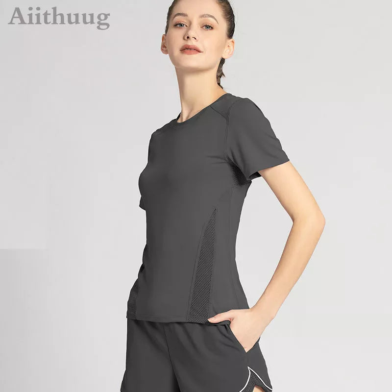 Women’s Quick-Dry Mesh Workout Top – Short Sleeve Yoga Shirt