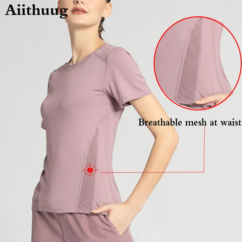 Women’s Quick-Dry Mesh Workout Top – Short Sleeve Yoga Shirt