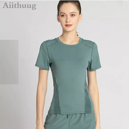 Women’s Quick-Dry Mesh Workout Top – Short Sleeve Yoga Shirt