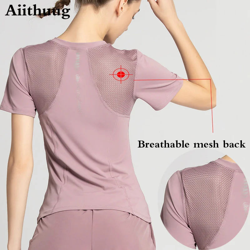 Women’s Quick-Dry Mesh Workout Top – Short Sleeve Yoga Shirt
