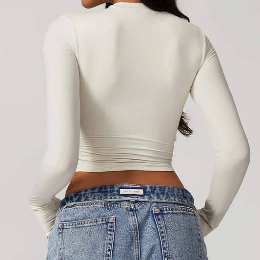Long Sleeve Quick-Dry Crop Top for Women | Gym & Yoga Wear